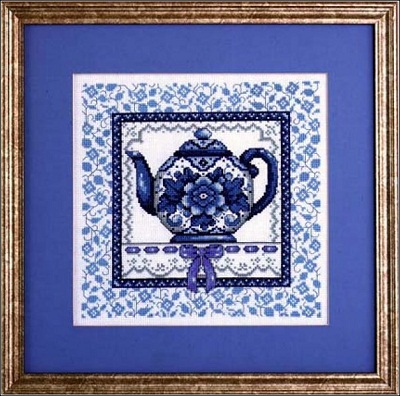 Blue Toile Teapot by Design Works