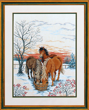 Horses Drinking Water by Eva Rosenstand