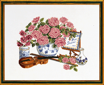 Violin And Roses by Eva Rosenstand