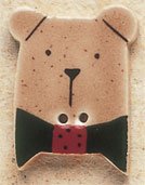 Brown Teddy Bear with Red Bow button by Debbie Mumm