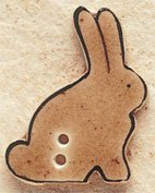 Brown Bunny sitting facing right button by Debbie Mumm