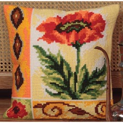 Coquelicot Vaillant Pillow by Collection d'Art