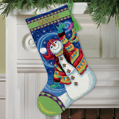 Happy Snowman Stocking by Dimensions