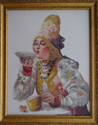 Russian Woman with Tea- Ready Art Design
