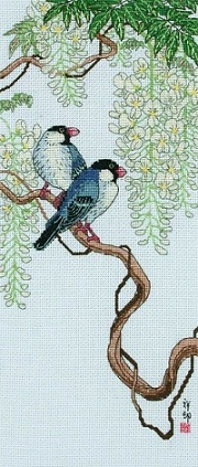 Birds On Wisteria by Maia