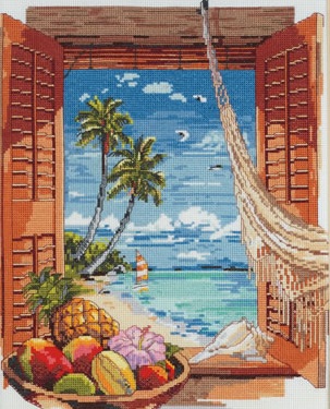Tropical Vacation Window by Janlynn