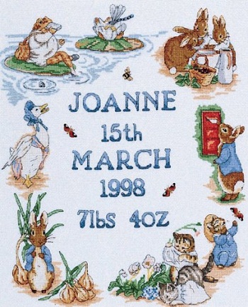 Peter Rabbit Birth Sampler by Anchor