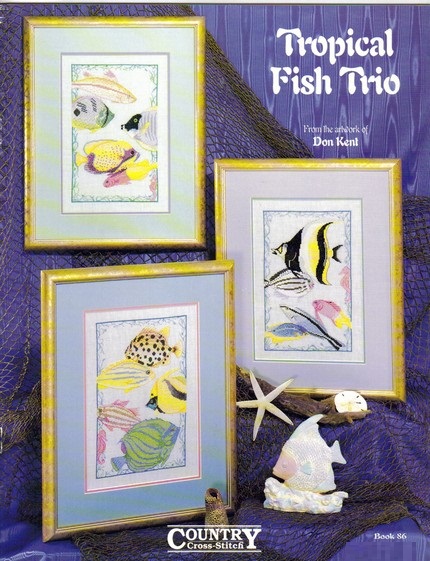 Tropical Fish trio cross-stitch chart