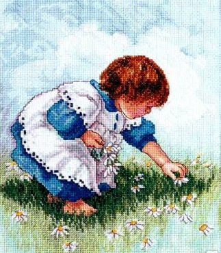 Collecting daisies by Janlynn