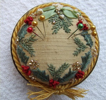 Holly and Mistletoe pincusion
