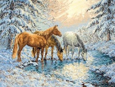 Sunlit stream horses by Maia