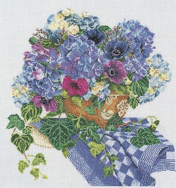 Thea Gouverneur GOK3025 Blue floral arrangement