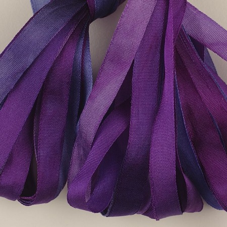 Treenway 7mm silk ribbon Montano- Blue Magenta