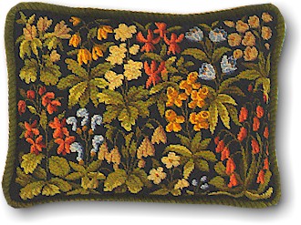 Eva Rosenstand Floral pillow on black canvas