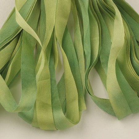 Treenway 7mm silk ribbon Montano- Spring Leaves