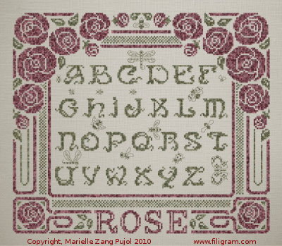 Filigram Upper Case ABC Art Déco Roses