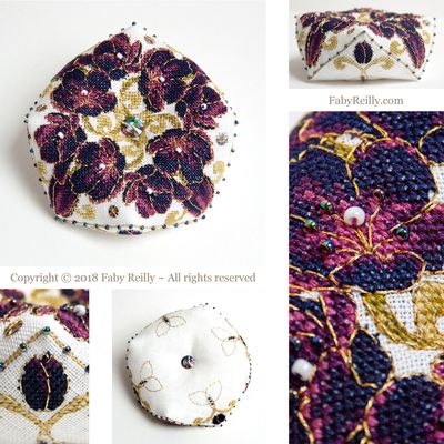Faby Reilly Designs Black Tulip Biscornu