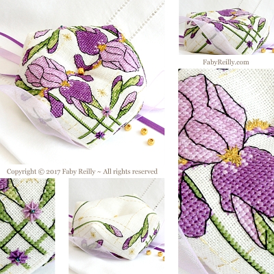 Faby Reilly Designs Purple Iris Biscornu