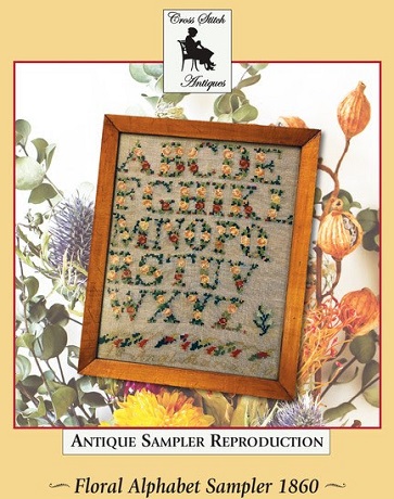 Cross Stitch Antiques Floral Alphabet Sampler 1860