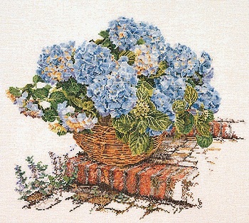 Thea Gouverneur GOK204 Blue Hydrangea in basket