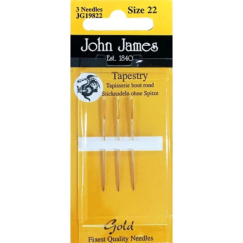 John James Gold Tapestry Hand Needles, JG19822, size 22
