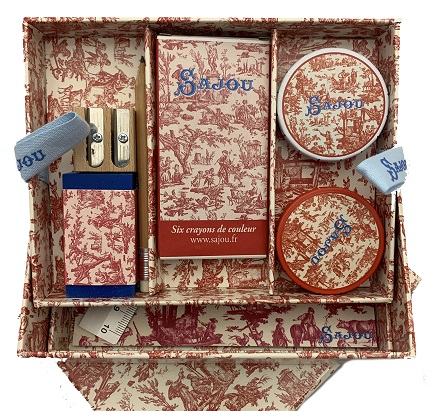 Sajou Stationary gift box- Red Toile du Jouy